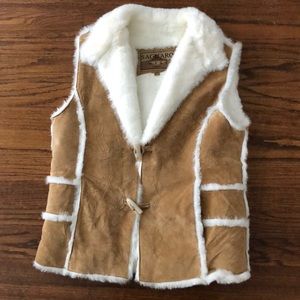 Leather faux fur vest